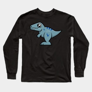 Velociraptor Raptor Dinosaur (Gray and Blue) Long Sleeve T-Shirt